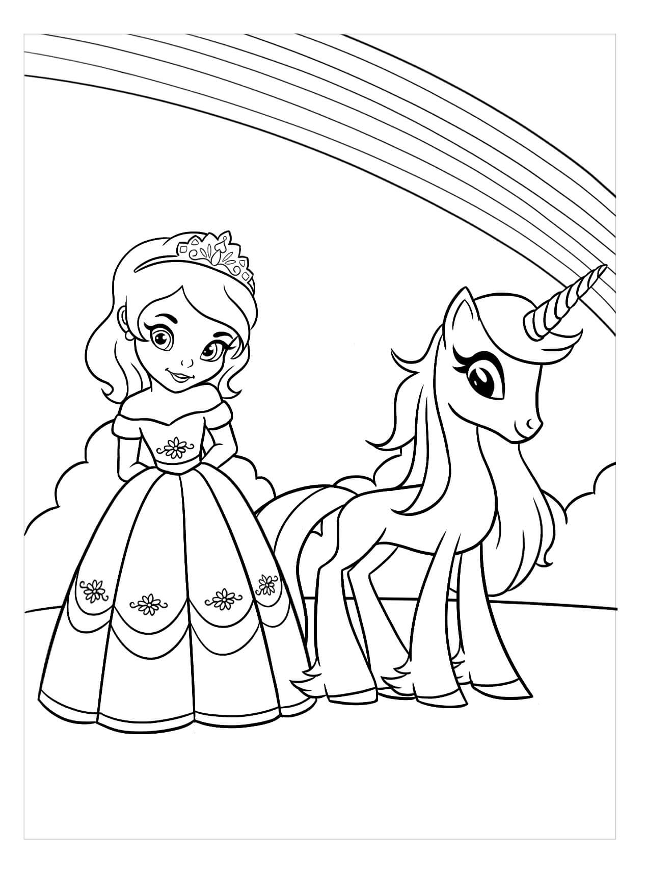 Princesa Sofia e Unicórnio para colorir