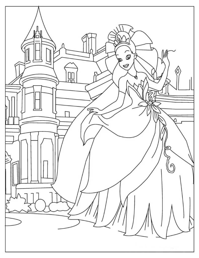 Princesa com Castelo para colorir