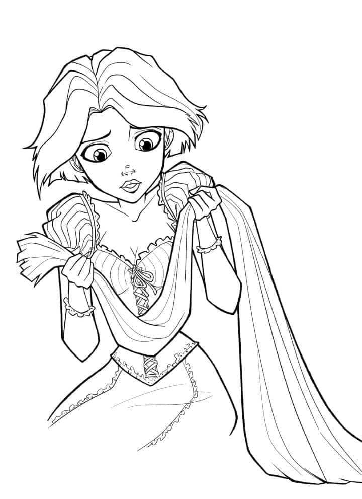 Princesa triste Rapunzel para colorir