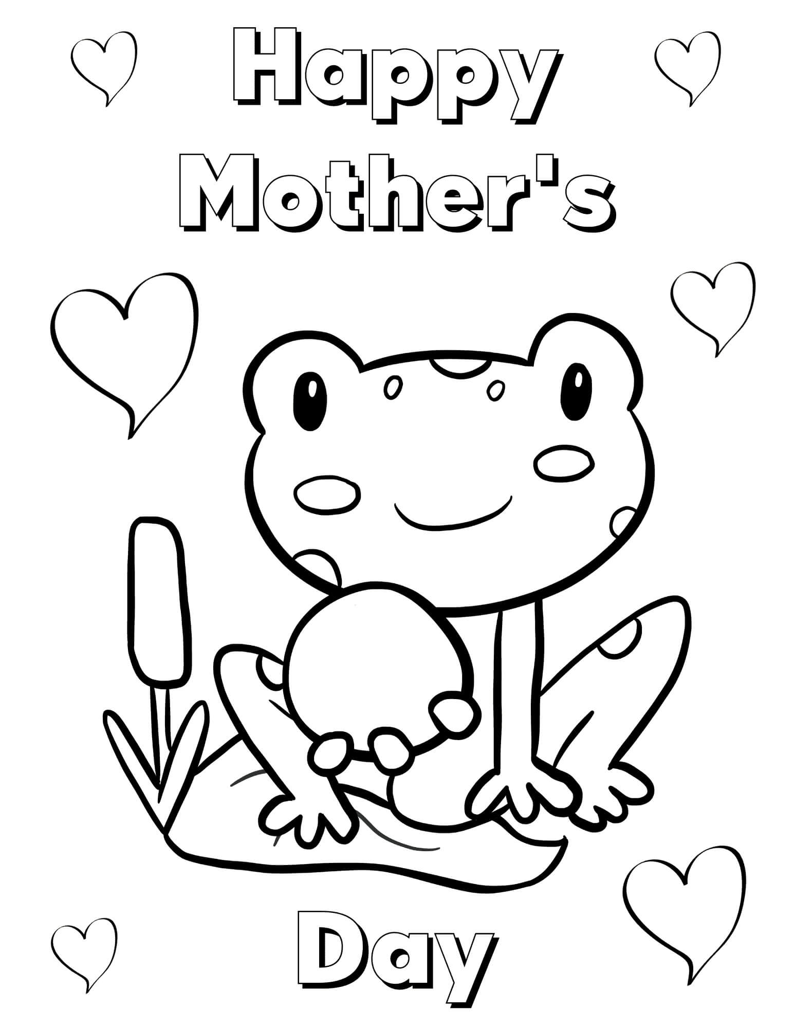 Desenhos de Sapo Sorridente em Feliz dia das Mães para colorir
