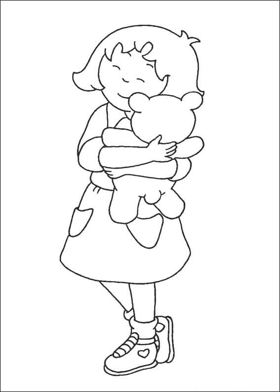 Desenhos de Sarah Abraçando O Ursinho para colorir