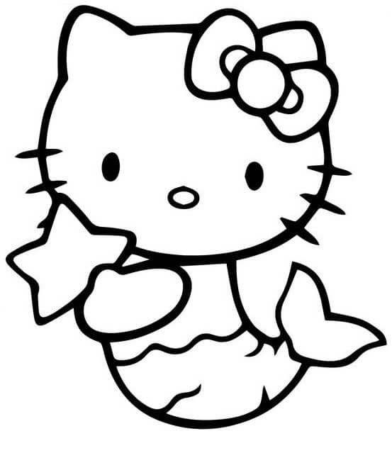 Desenhos de Sereia Hello Kitty para colorir