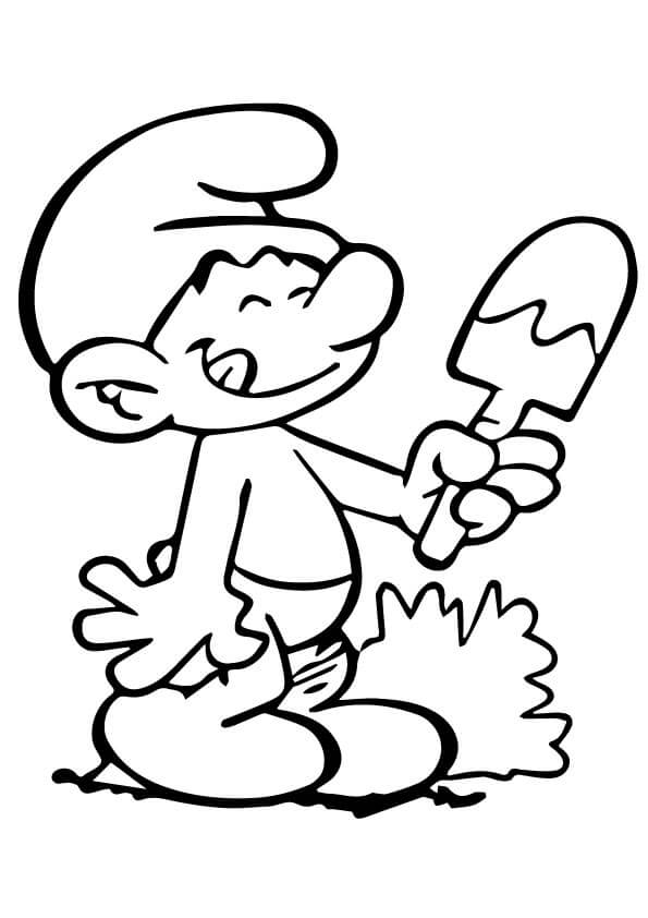 Desenhos de Smurf Comendo Sorvete para colorir