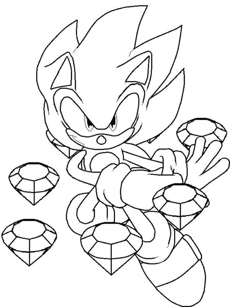 Desenhos de Sonic Com Diamantes para colorir
