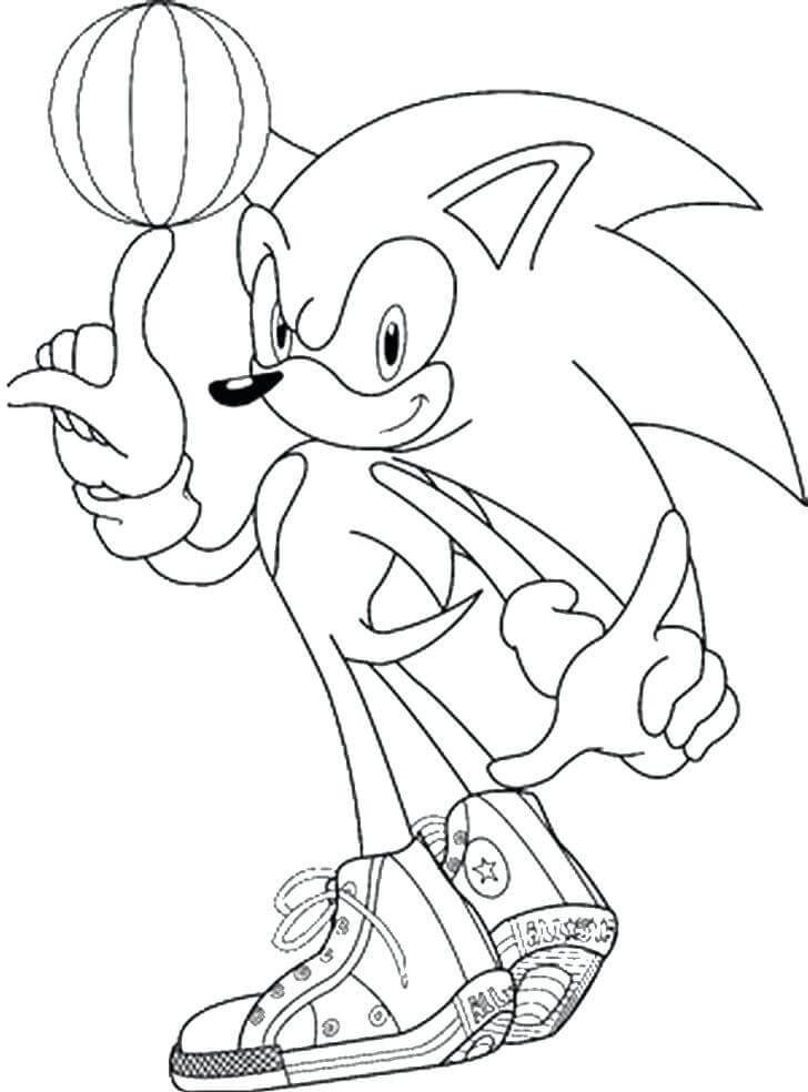 Sonic Jogando Basquete para colorir