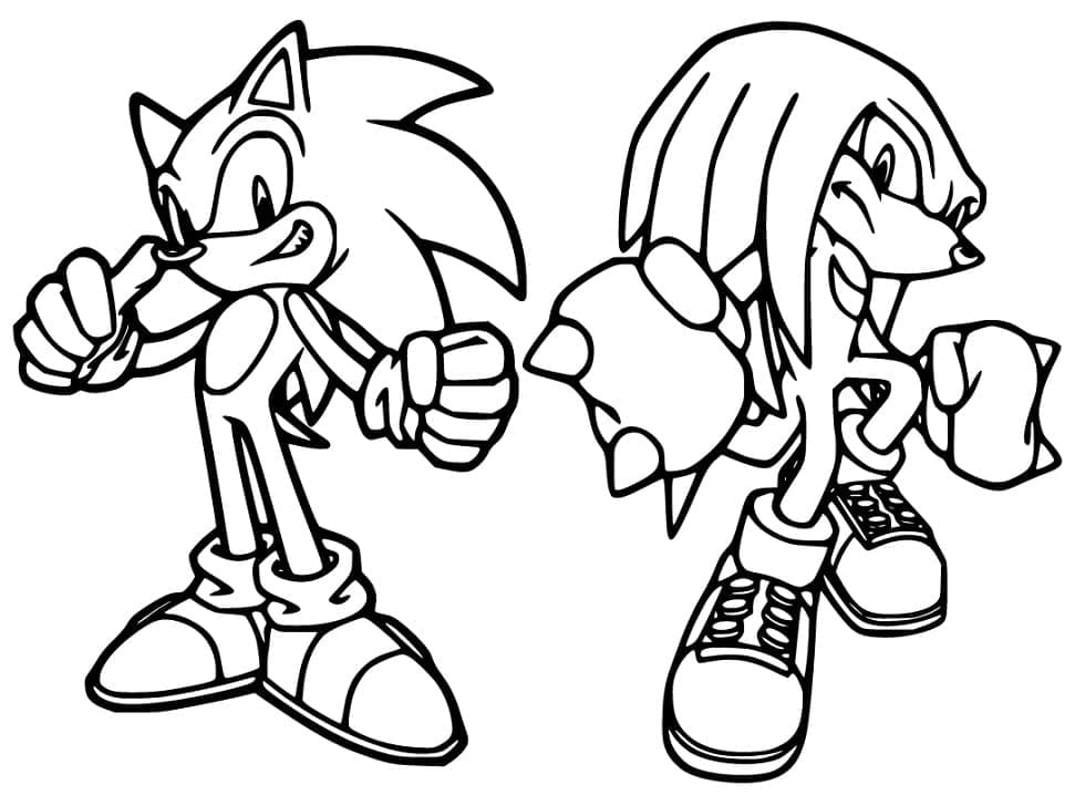 Desenhos de Sonic e Knuckles Grátis para colorir