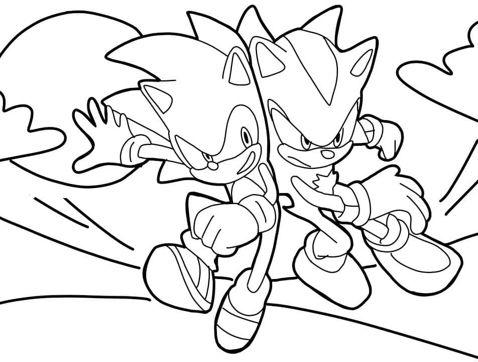 Desenhos de Sonic e Shadow O Ouriço para colorir