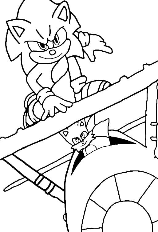 Desenhos de Sonic e Tails no Avião para colorir