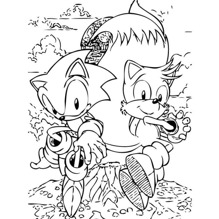 Desenhos de Sonic e Tails para imprimir para colorir