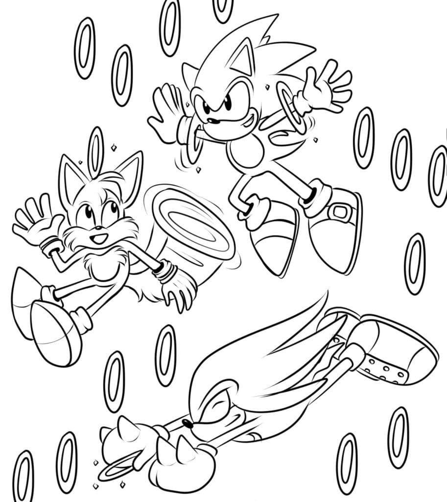 Desenhos de Sonic e seus amigos para colorir