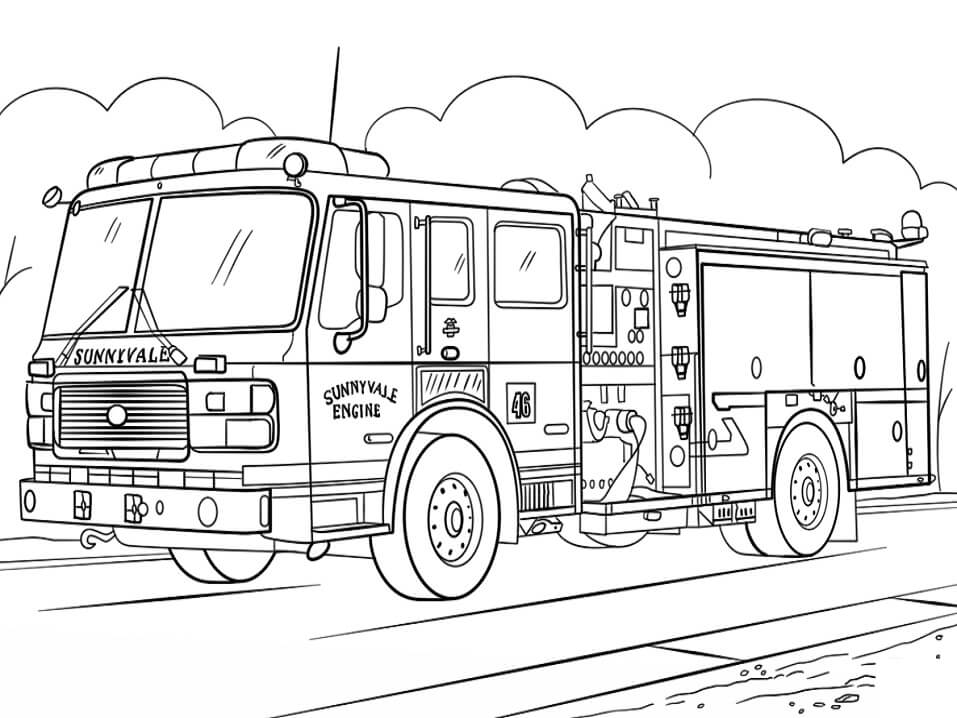 Desenhos de Sunnyvale Caminhão de Bombeiros para colorir