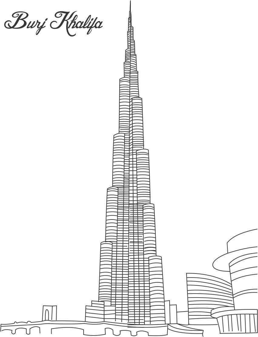 Desenhos de Torre Burj Khalifa para colorir