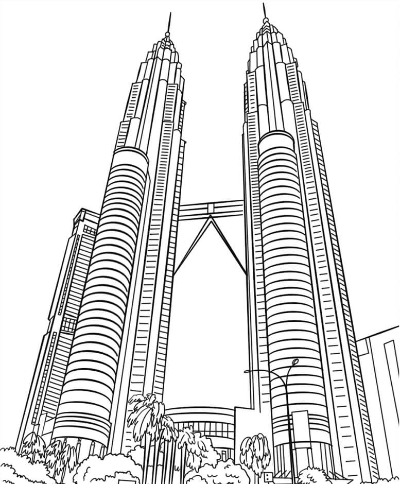 Desenhos de Torres Gêmeas Petronas para colorir