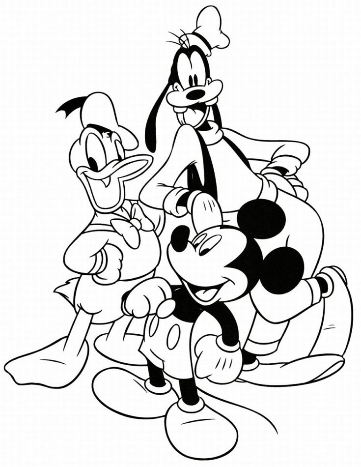 Desenhos de Três Personagens Disney para colorir