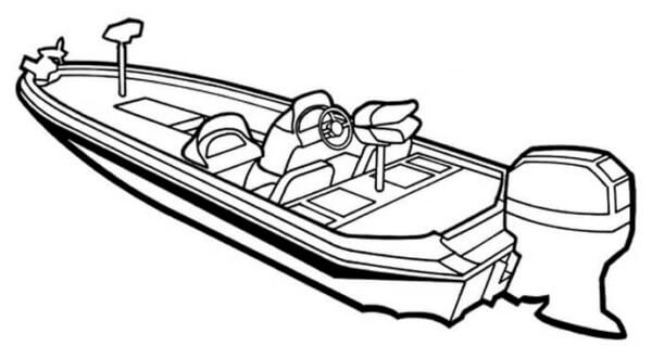 Desenhos de Um barco comum com um motor grande para colorir