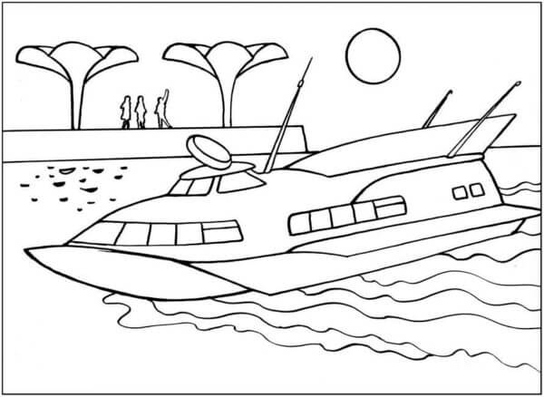 Desenhos de Um barco já está esperando no cais para colorir