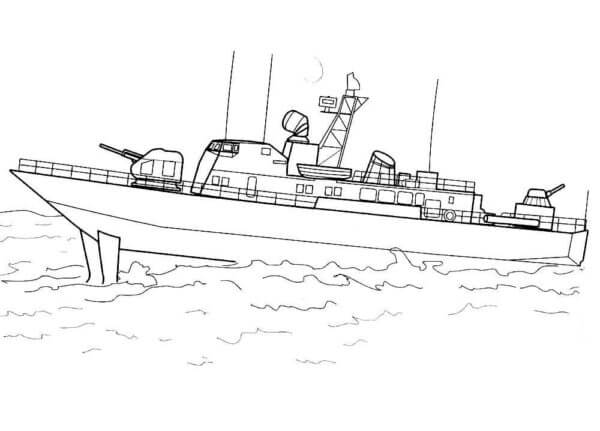 Desenhos de Um barco militar especial para encontrar inimigos para colorir