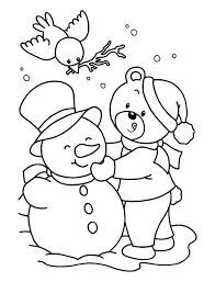 Desenhos de Urso E Boneco De Neve para colorir