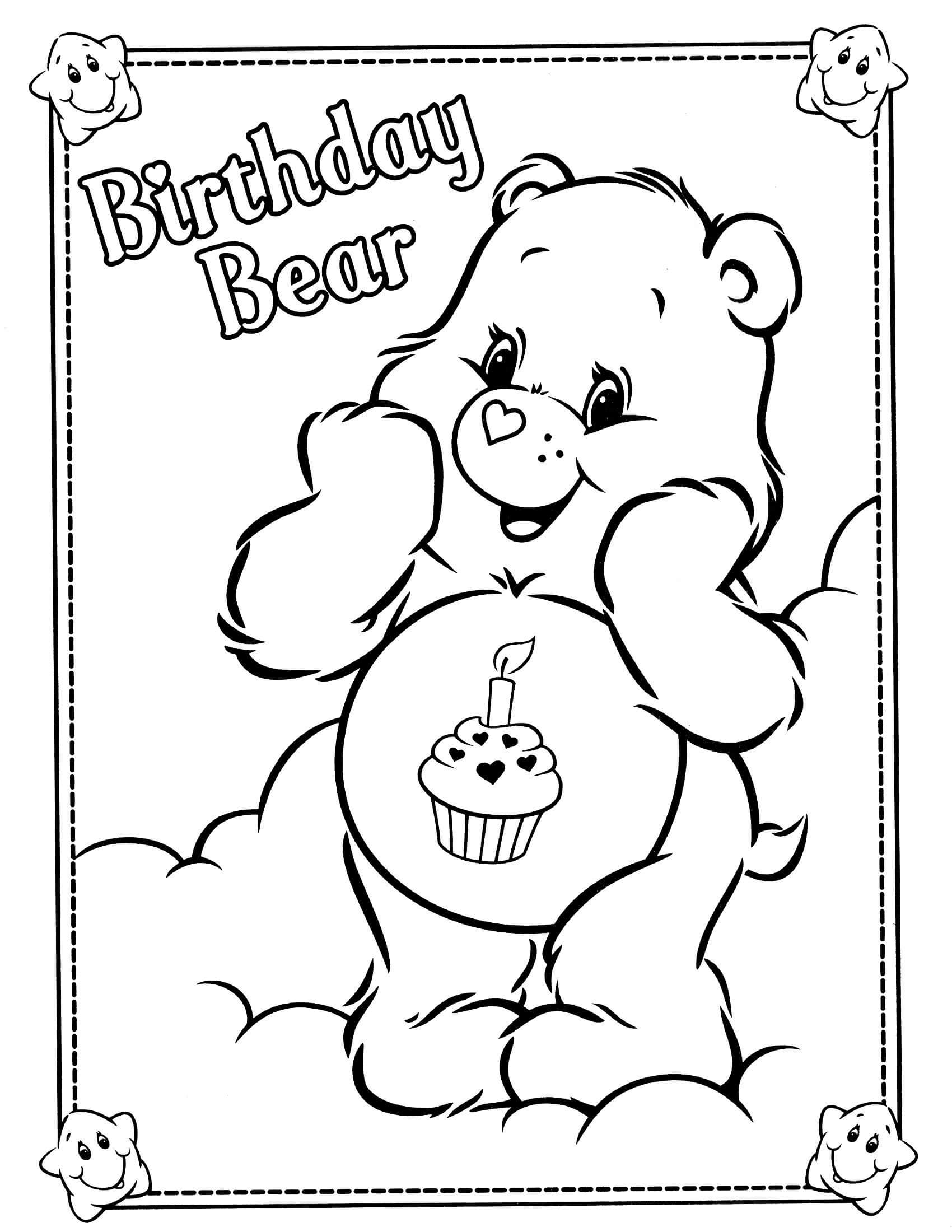 Urso de Aniversário para colorir