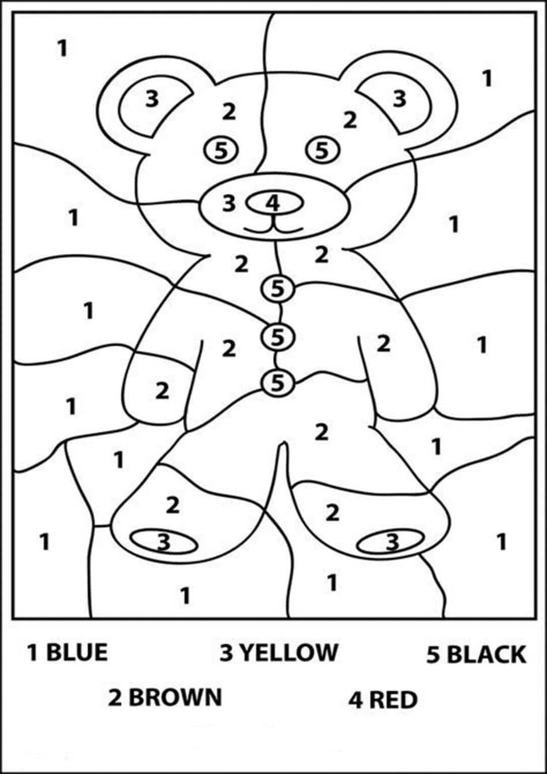 Desenhos de Urso de Pelúcia cor por Número para colorir