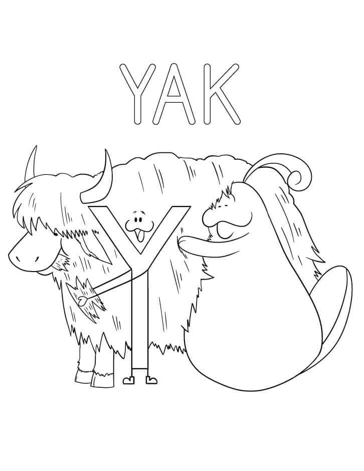 Desenhos de Yak Letter Y para colorir