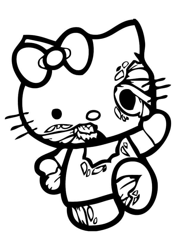 Desenhos de Zumbi Hello Kitty para colorir