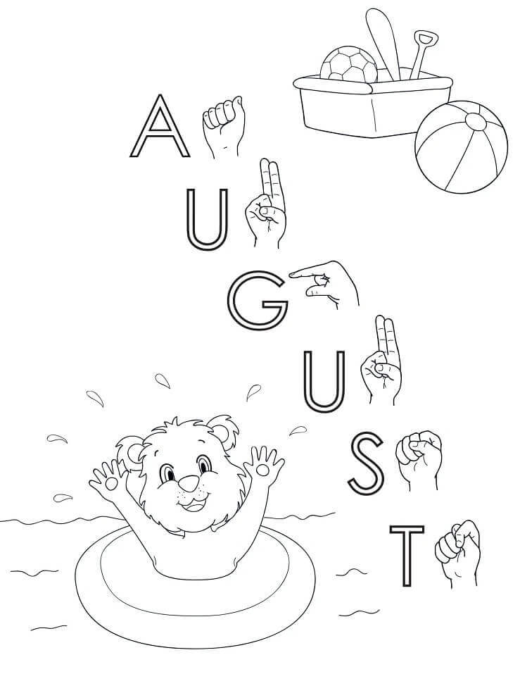 Desenhos de Agosto, Urso, Natação para colorir