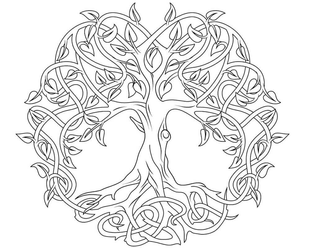 Desenhos de Árvore Da Vida Celta para colorir