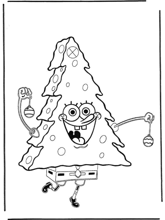 Desenhos de Árvore de Natal Bob Esponja para colorir