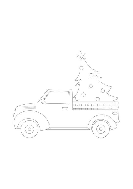 Desenhos de Árvore de Natal no Caminhão para colorir
