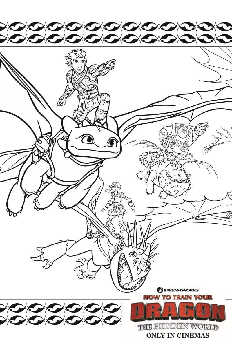 Desenhos de Ataque Voador de Hicup e Seus Amigos para colorir