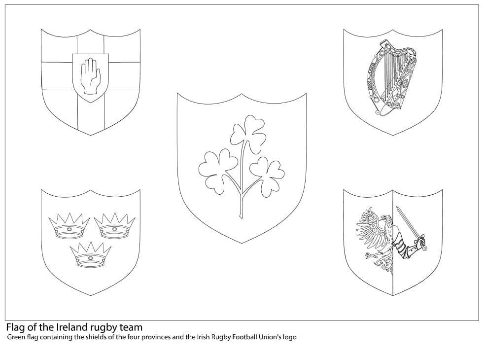 Desenhos de Bandeira da Equipe de Rugby da Irlanda para colorir