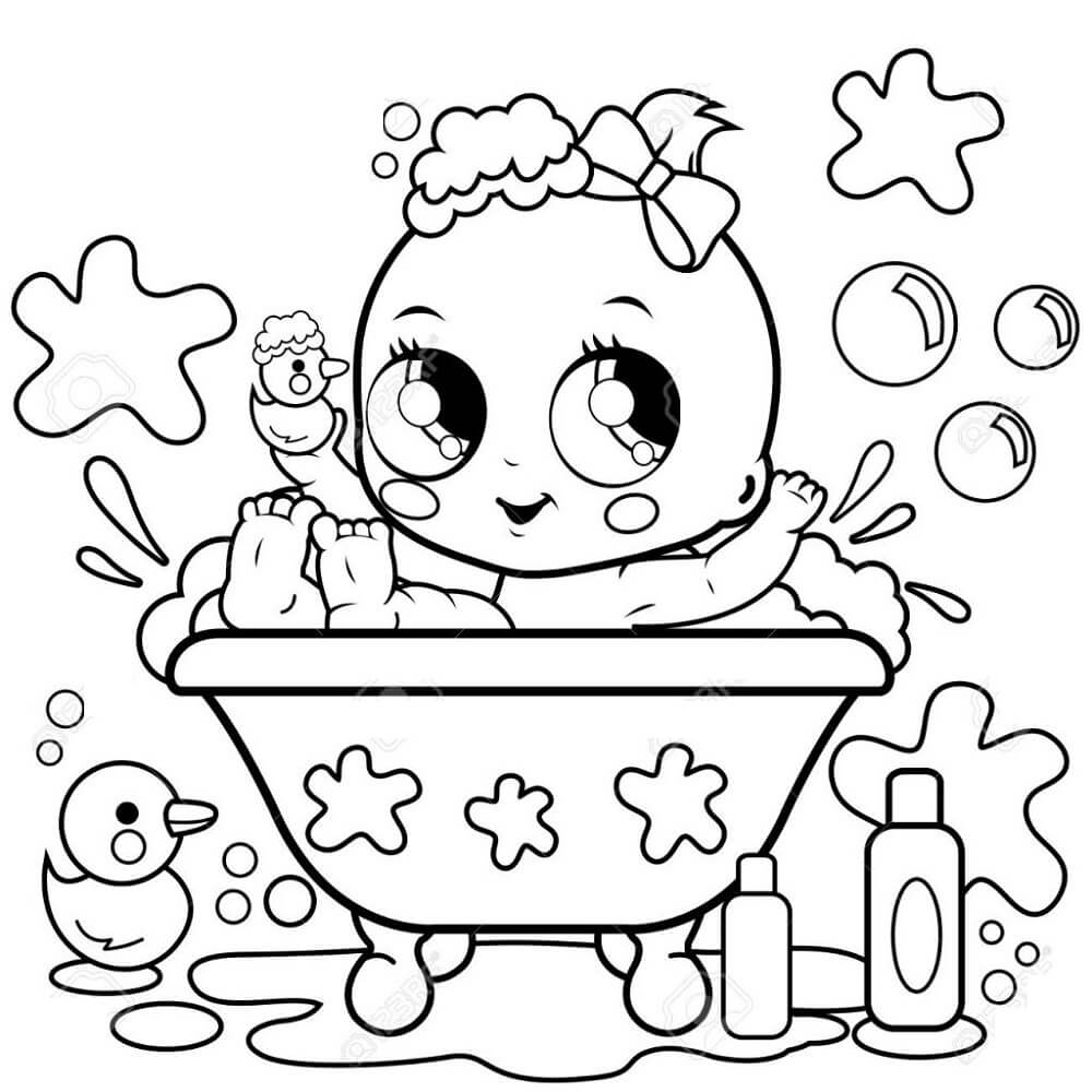 Desenhos de Banho de Menina para colorir