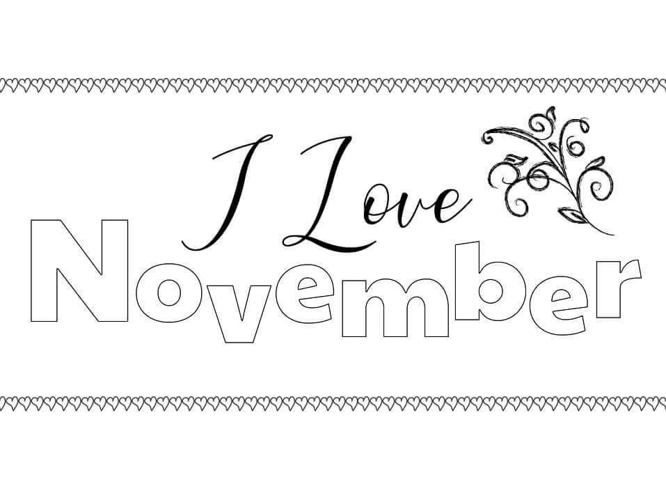 Banner Eu Te Amo Novembro para colorir
