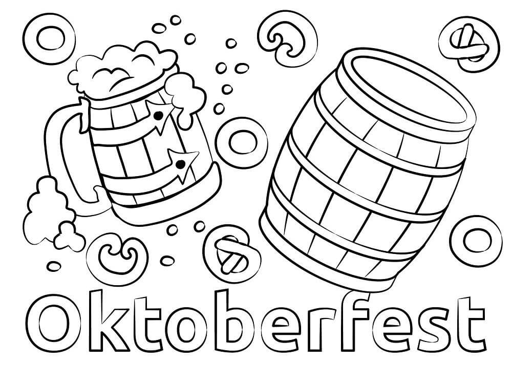 Desenhos de Barris de Cerveja da Oktoberfest para colorir