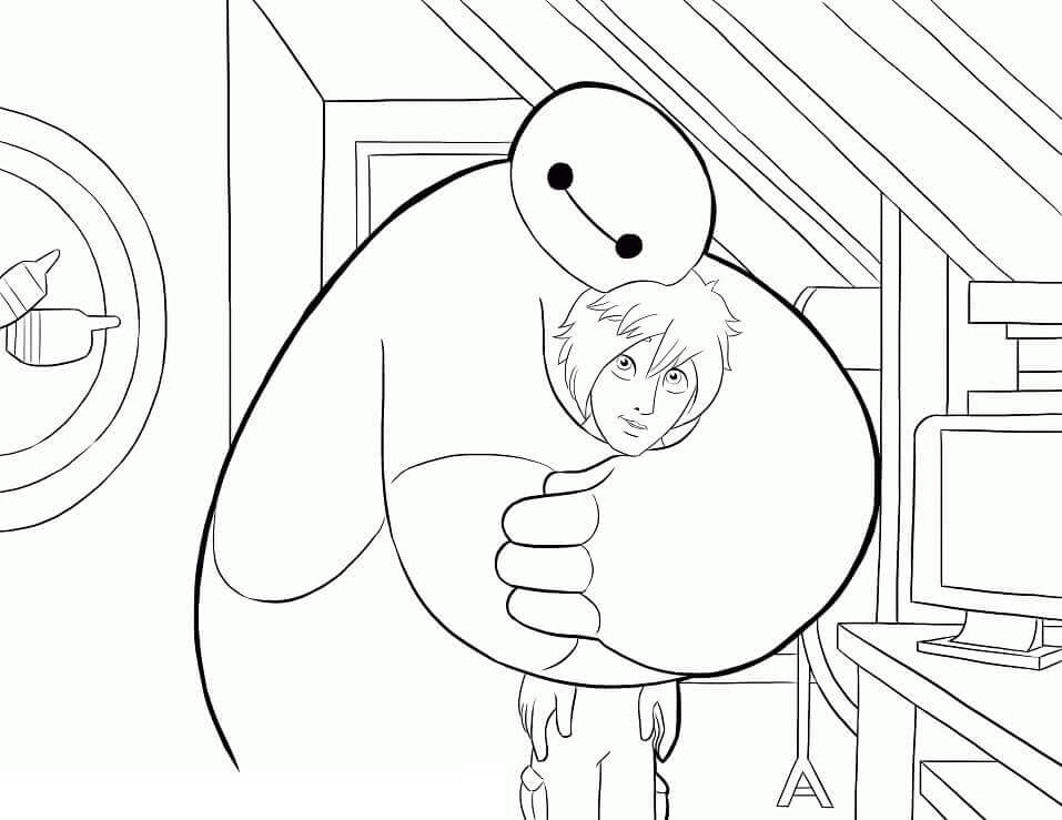 Desenhos de Baymax Hugs Hiro para colorir