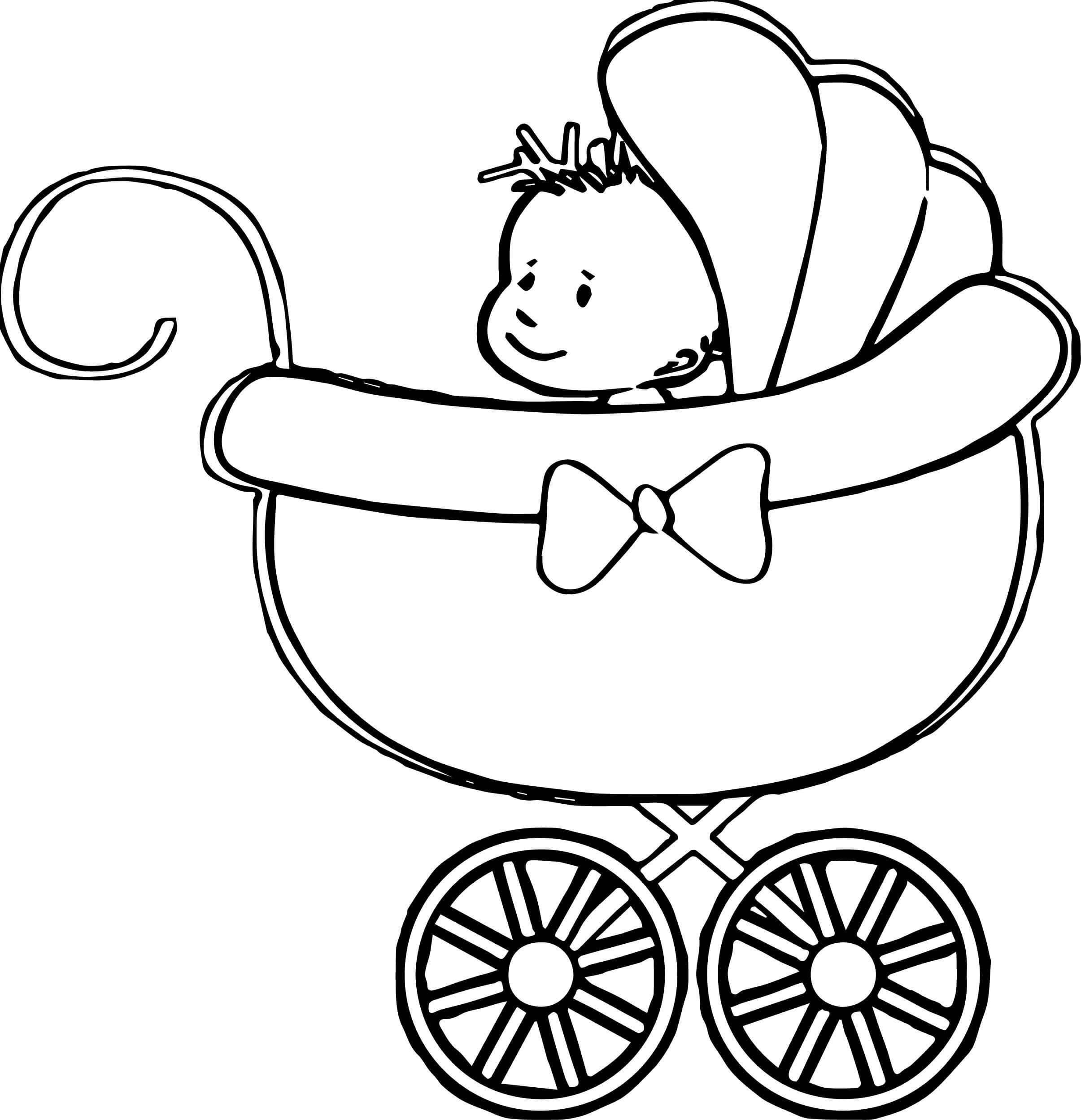 Desenhos de Bebê de pé em um Carrinho para colorir
