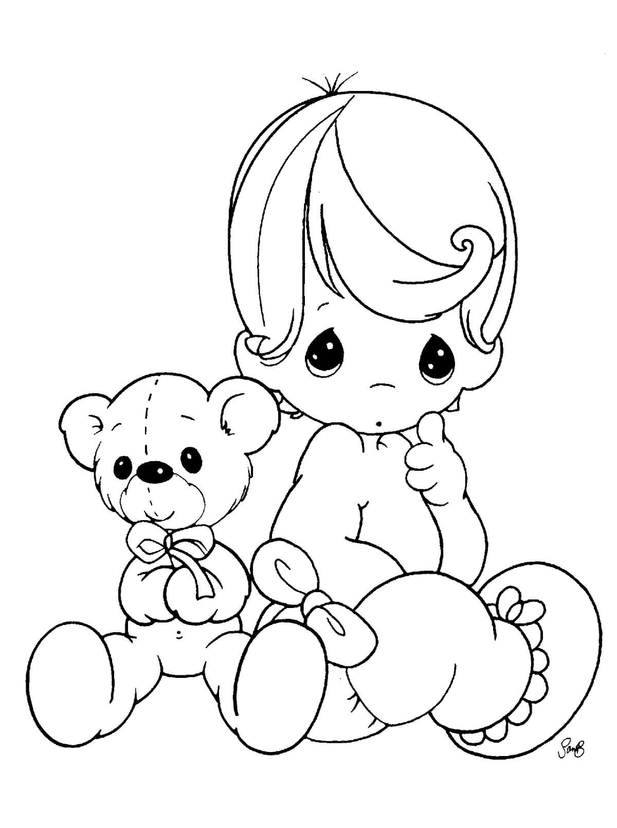 Bebê Triste E Brinquedos para colorir