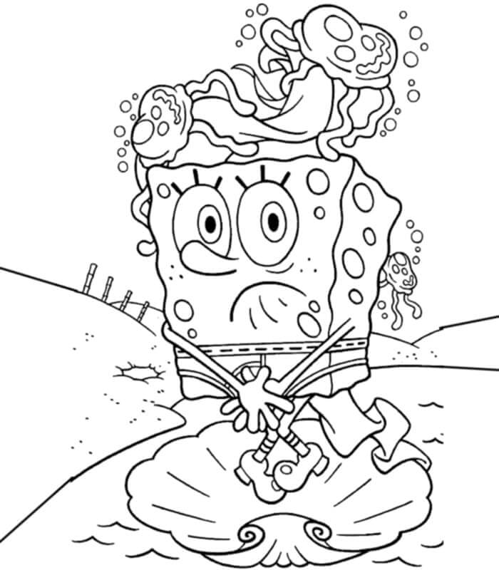Desenhos de Bob Esponja na Concha Do Mar para colorir