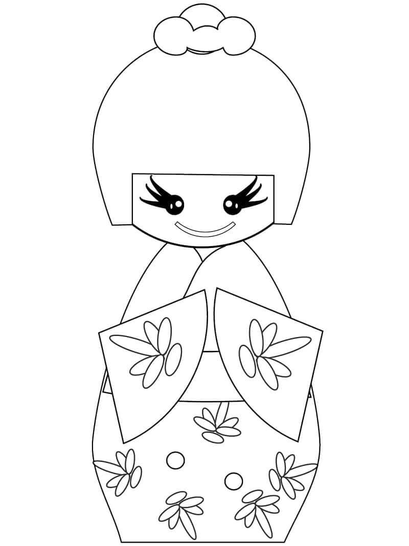 Desenhos de Boneca Kokeshi para colorir