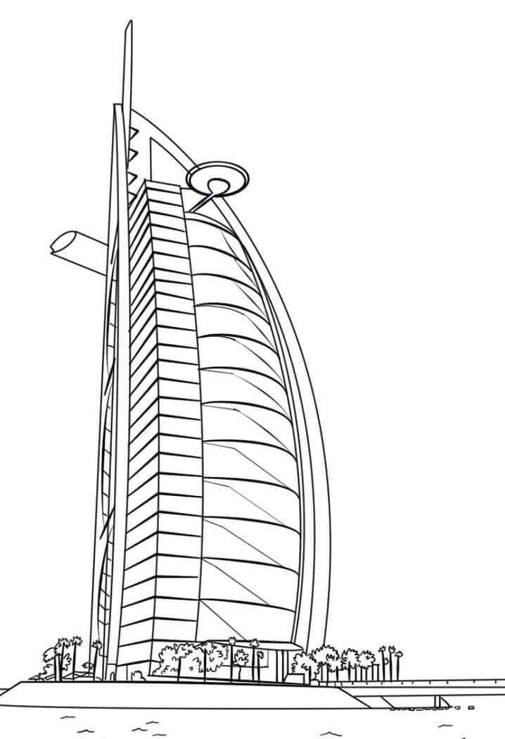 Desenhos de Burj Al Arab em Dubai para colorir