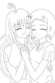 Desenhos de Cabelo Duas Meninas Anime para colorir