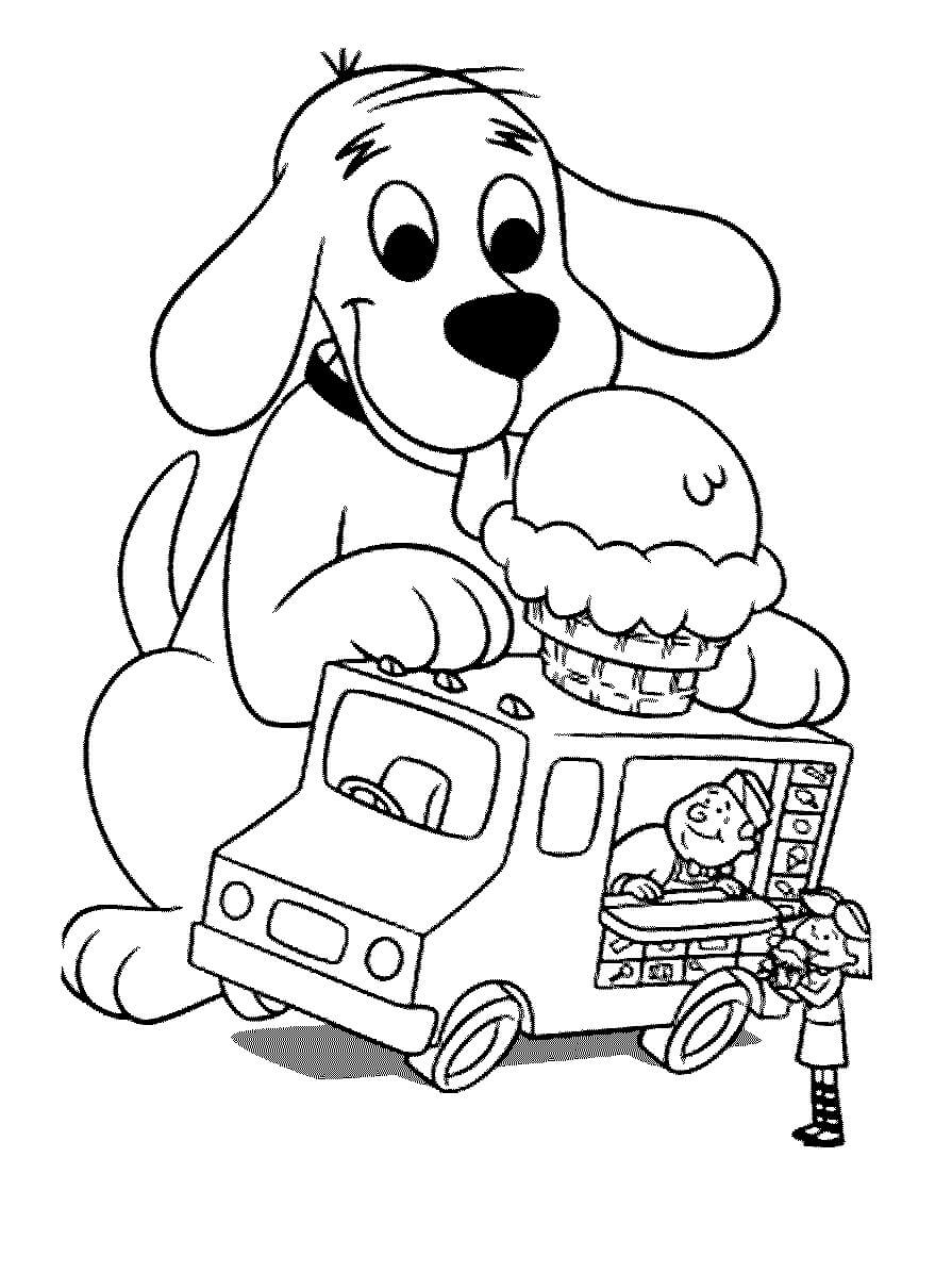 Cachorro Grande e Caminhão de Sorvete para colorir