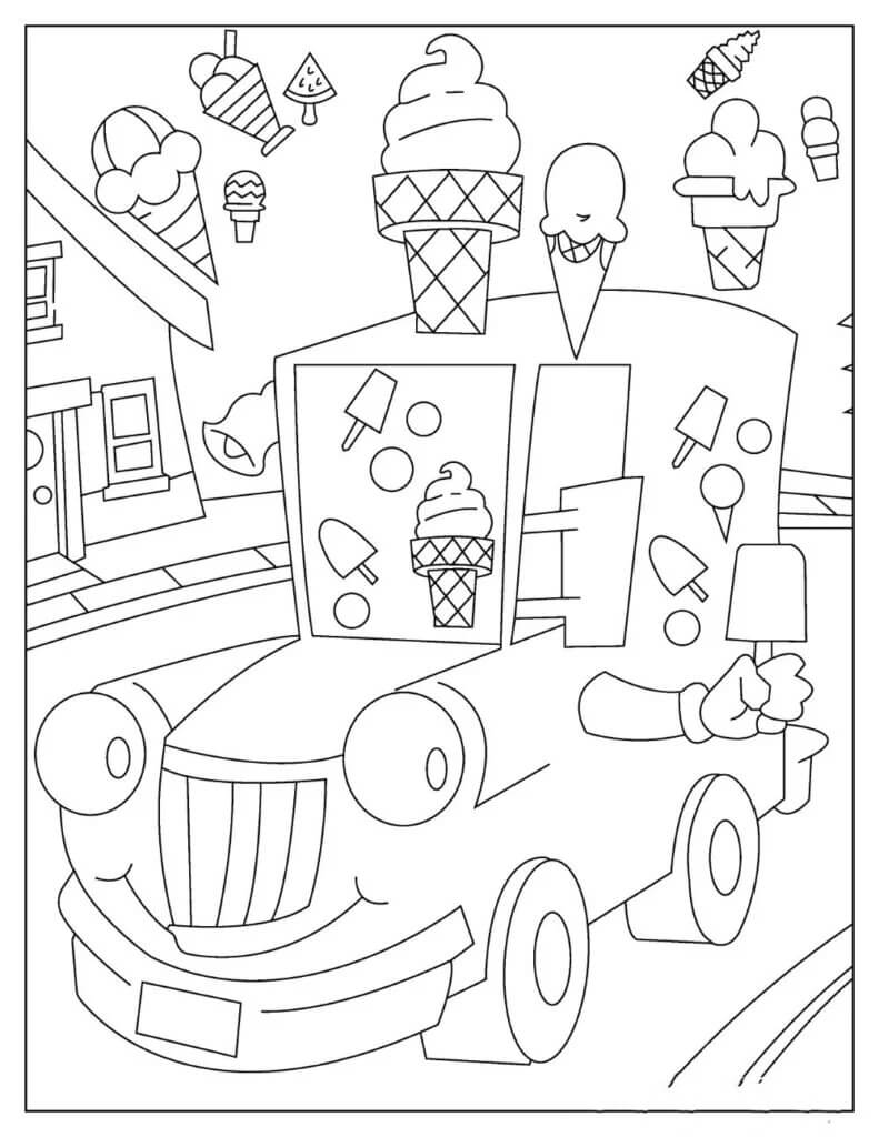 Desenhos de Caminhão de Sorvete para colorir