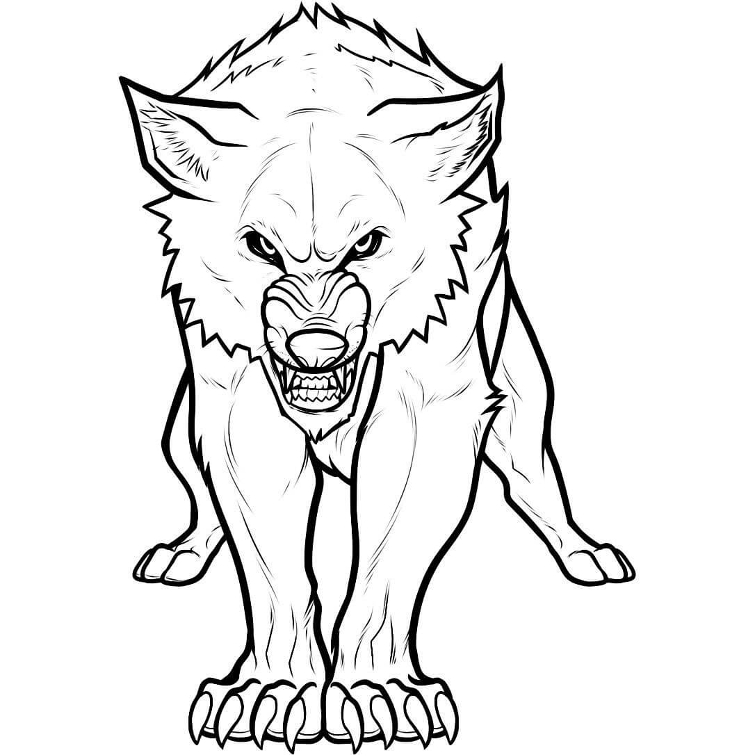 Desenhos de Cara de Lobo com Raiva para colorir