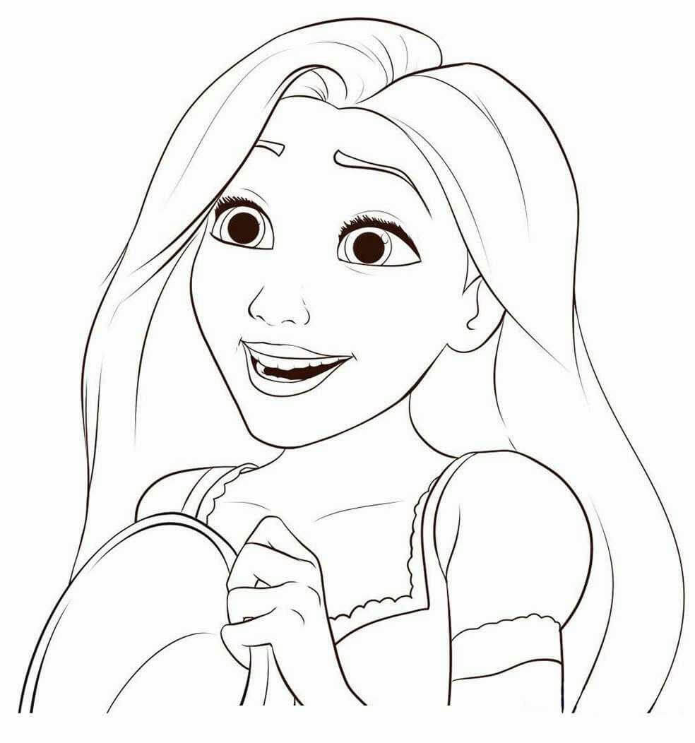 Desenhos de Cara de Rapunzel Divertida para colorir
