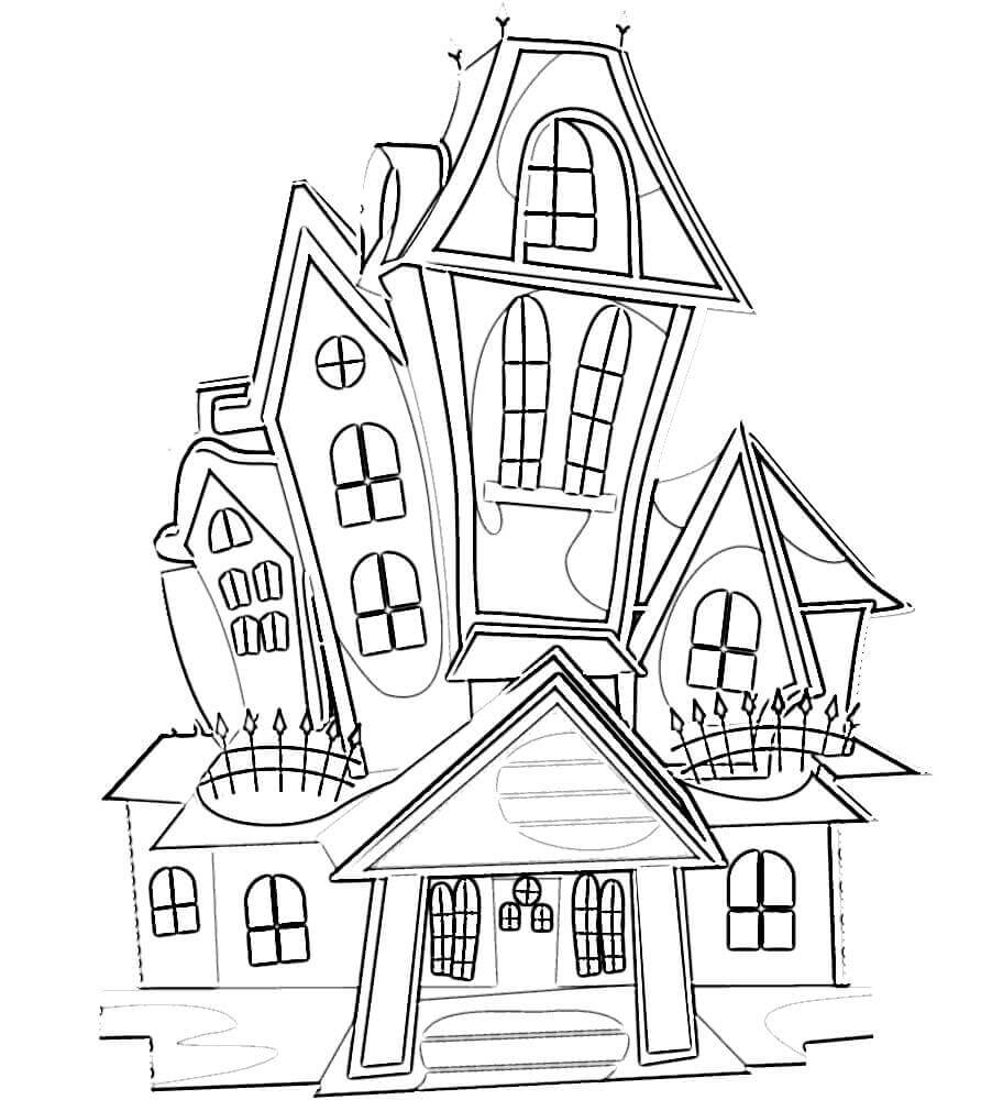 Desenhos de Casa Assombrada Assustadora para colorir