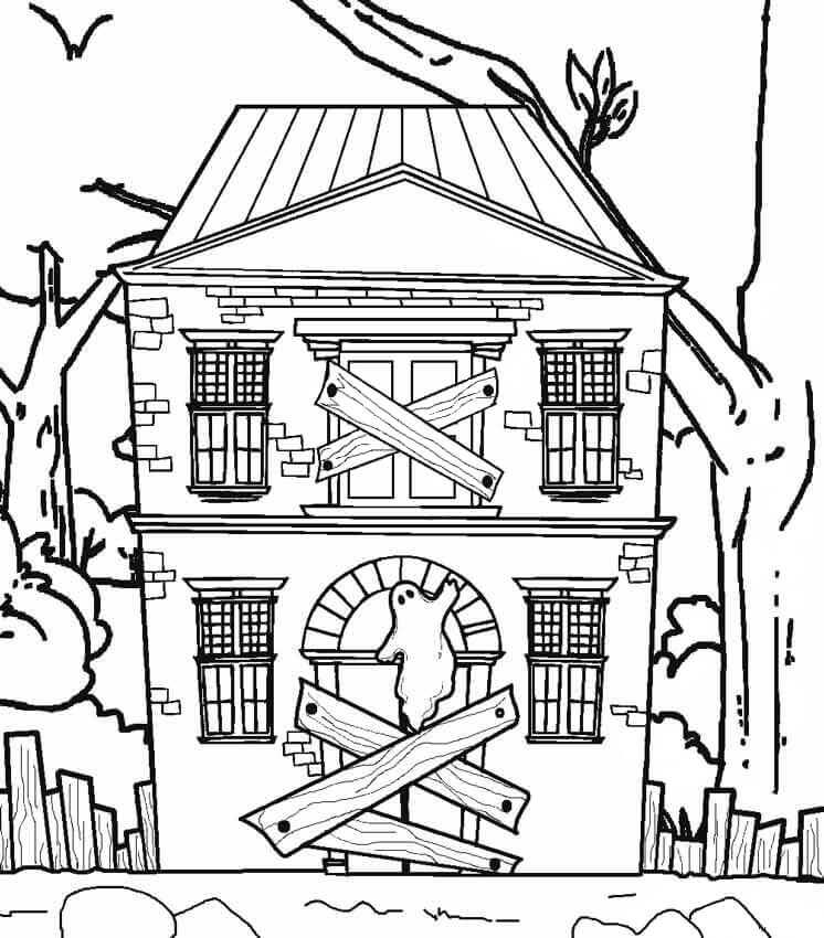 Desenhos de Casa Assombrada Clássica para colorir