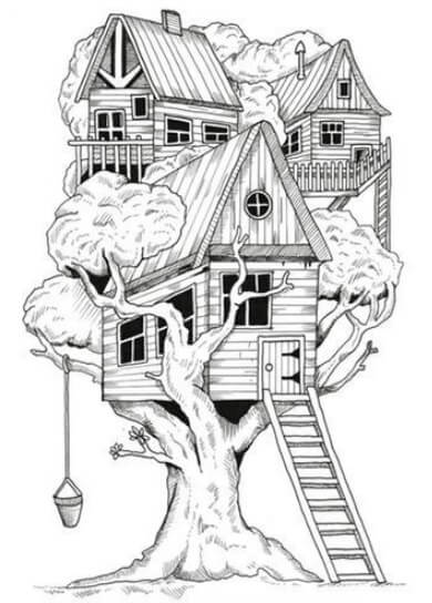 Desenhos de Casa na Árvore Assombrada para colorir
