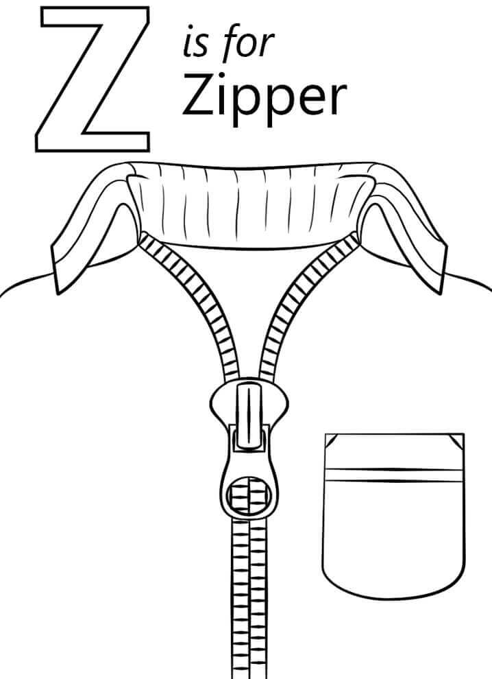 Casaco Zipper Letra Z para colorir